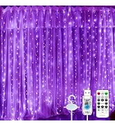 SINAMER Purple Curtain Light for Bedroom, 300 LED 9.8ft x 9.8ft Window Fairy Curtain String Light...
