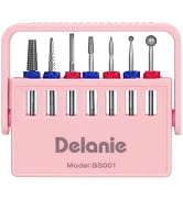 Delanie Professional Nail Drill Bit Set, 7 Pieces with Holder, Carbide and Diamond Bits, Model BS001