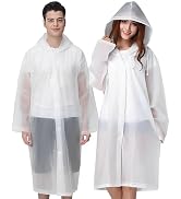 Cosowe Rain Ponchos for Adults Reusable, 2 Pcs Raincoats Emergency for Women Men with Hood and Dr...