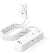 5 FT Extension Cord Flat Wall Plug, TerHavn Power Strip, 6 Outlet Extender with 3 USB (5V/3.4A 17...