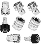 Tool Daily Pressure Washer Adapter Set, Stainless Steel Quick Connect Kit, M22 14mm to 3/8" Quick...