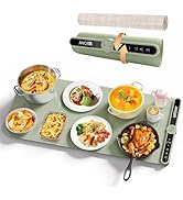 Warming Mat for Food, Fast Heating Electric Food Warmer with 9 Level Temperature and 6 Hours Time...