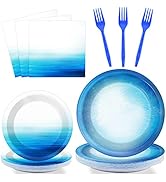 96 Pieces Ocean Sea Party Tableware Set Ocean Waves Party Supplies Sea Theme Table Decorations Un...