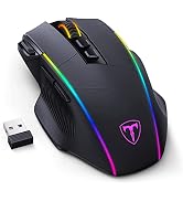 RisoPhy Wireless Gaming Mouse, 3-Mode 2.4G/USB-C/Bluetooth with RGB Backlit | 6 Level 10000DPI, E...