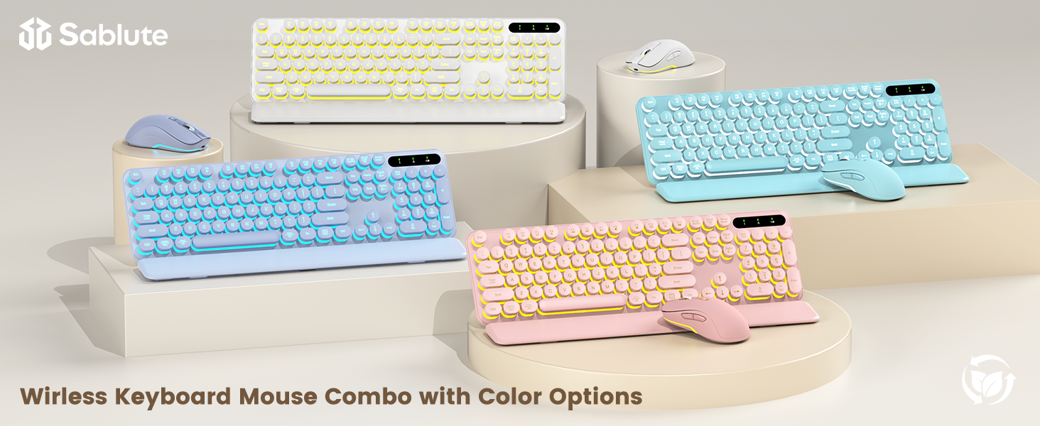 Glowing Pink Backlit Wireless Keyboard and Mouse Combo with Detachable Wrist Rest