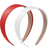 WantGor Satin Headbands for Women, 1.18 Inch Wide Solid Hair Bands Plain Hairband Holiday Head Ba...
