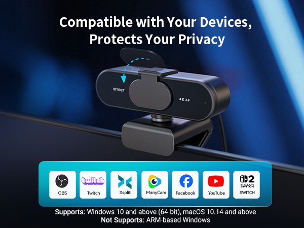 EMEET C60E Dual-Camera 4K Webcam for Streaming