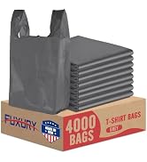 Fuxury 4000 (4K) Count Plastic T-shirt Bags Plain Grey 11.5" x 6.5" x 21", Grocery, Trash, Take O...
