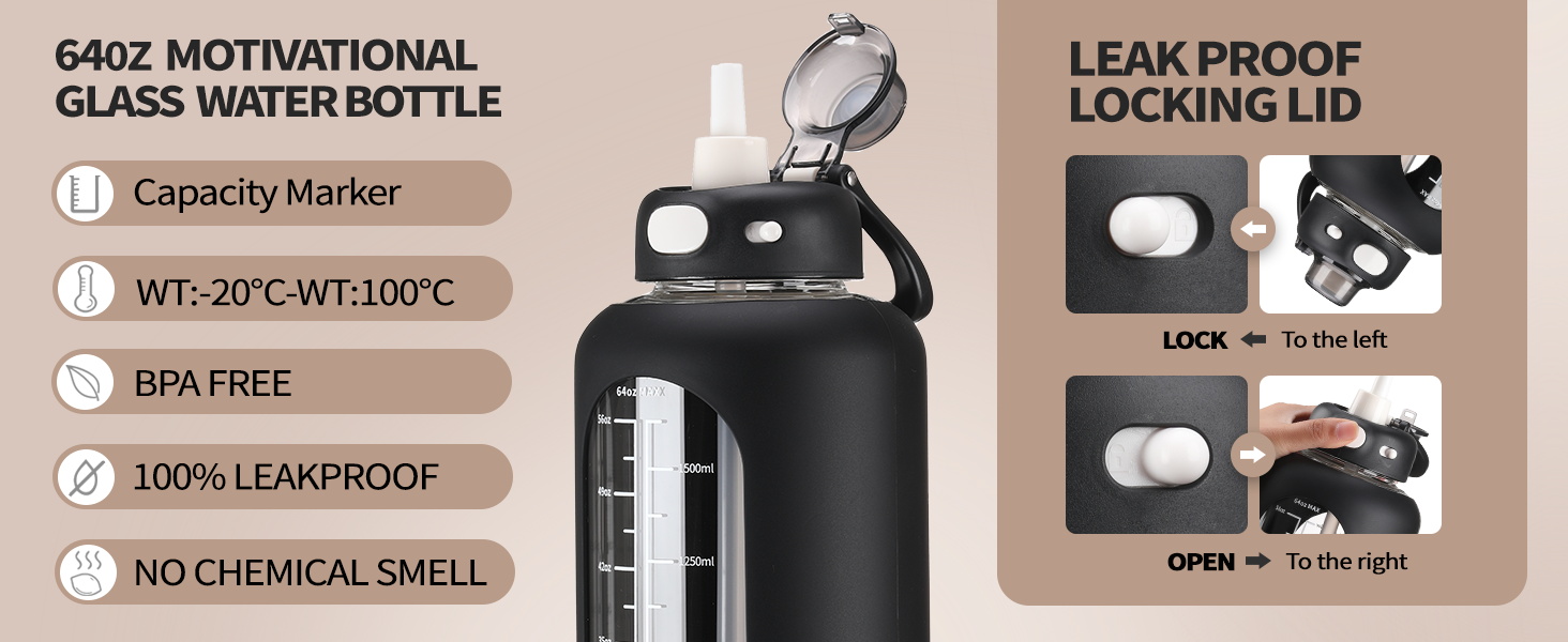 glass water bottle with handle