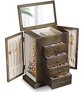 Emfogo Jewelry Box for Women, 5 Layer Large Wood Jewelry Boxes & Organizers for Necklaces Earring...