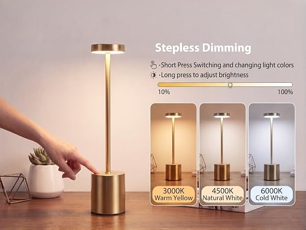 TOUCH CONTROL Stepless Dimming 3 Color Temperature