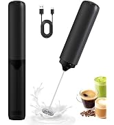 Soenglyun Rechargeable Milk Frother Handheld with Cover, Electric Drink Mixer with Stainless Stee...