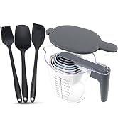 Recogwood 13-Piece Measuring Cups and Spoons Set with 3-Piece Black Silicone Spatula Set, BPA-Fre...