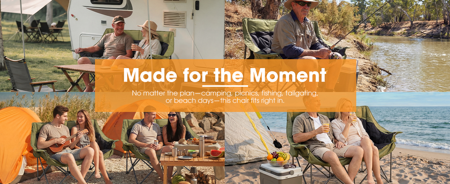 SAN HIMA Double Camping Chair for 2 Person Green - made for the moment