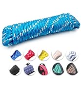 Diamond Braided Polypropylene Rope, 16-Strand Lightweight Floating Utility Rope for Camping, Mari...