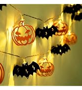 KatchOn, LED Halloween String Lights - 10 Feet, 20 LED | Light Up Pumpkin String Lights, Bat Stri...