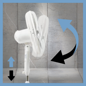 EZ-CHILL stand fan has adjustable height levels and tilt angles