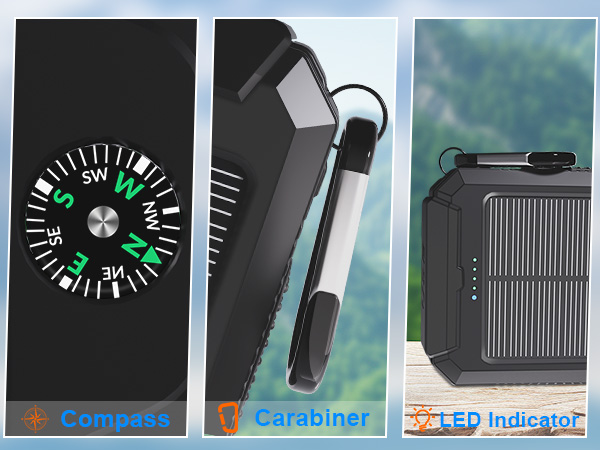 Power Bank Solar Charger 20,000mAh, Portable Phone Charger, 4 Cables Outdoor External Backup