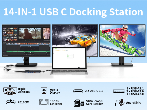 WWLSV 14-IN-1 USB C Docking Station