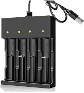 18650 Battery Charger 4 Bay Smart Universal Charger for 3.7V Rechargeable Lithium Li ion Batterie...