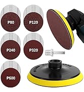 Pomsare 5 Inch Hook and Loop Backing Pad with 50PCS Sanding Discs, Angle Grinder Attachments with...