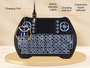 2.4G mini keyboard with tri-color light indicators