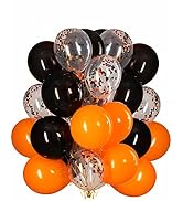 Orange and Black Balloons 12 inch,Orange and Black Confetti Balloons,50 PCS
