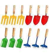 Nicunom 12 Pack Kids Gardening Tools, Metal Garden Tools Set Includes Shovel, Rake, Fork and Trow...