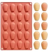 Fchil Silicone Madeleine Baking Mold, 20-Cavity Nonstick Shell Shaped Pan for Cake, Chocolate, Ca...