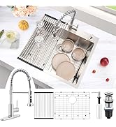 Herogo 25×22 Inch Drop In Single Bowl Kitchen Sink, Stainless Steel 10'' Deep Utility Sink for Rv...
