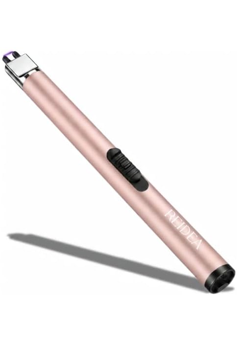 REIDEA Candle Lighter Rose Gold, Long USB Rechargeable Electronic Arc Windproof Flameless Lighter...