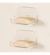 Ettori Soap Dish 2 Pack Soap Holder Plastic Adhesive Soap Holder for Shower Wall, Bathroom, Tub a...