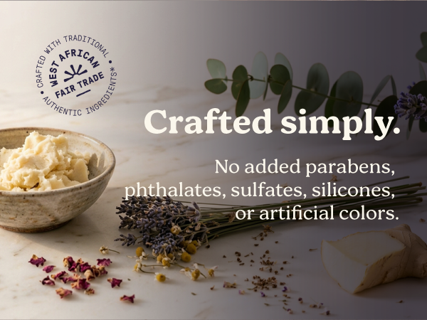 Traditionally handcrafted in Ghana using Authentic Black Soap techniques