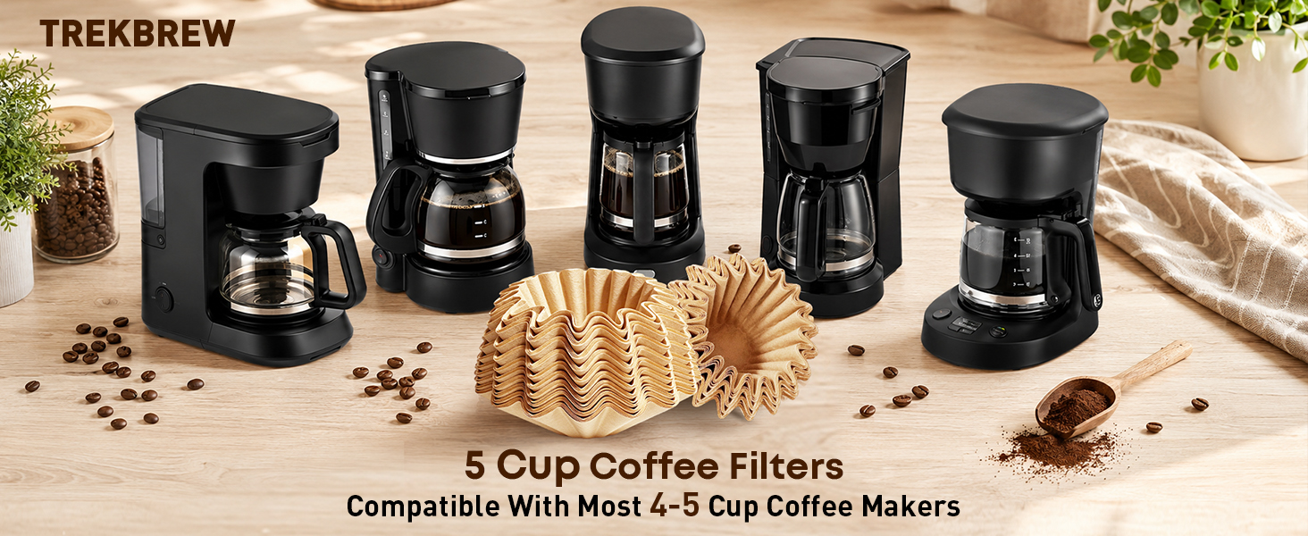 Unbleached Coffee Filters for 2-5 Cup Drip Coffee Makers, Compatible with Mr. Coffee Mini Brew