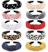 Funtopia Fashion Headbands for Women Girls, 10 Pcs Knotted Pearl Wide Top Knot Turban Hair Bands/...