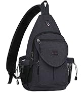 MOSISO Sling Backpack,Canvas Crossbody Hiking Daypack Bag with Anti-theft Pocket