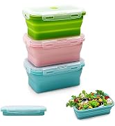 Alimat PluS Silicone Collapsible Food Storage Containers With Lids 3PCS, Collapsible Bowls with L...