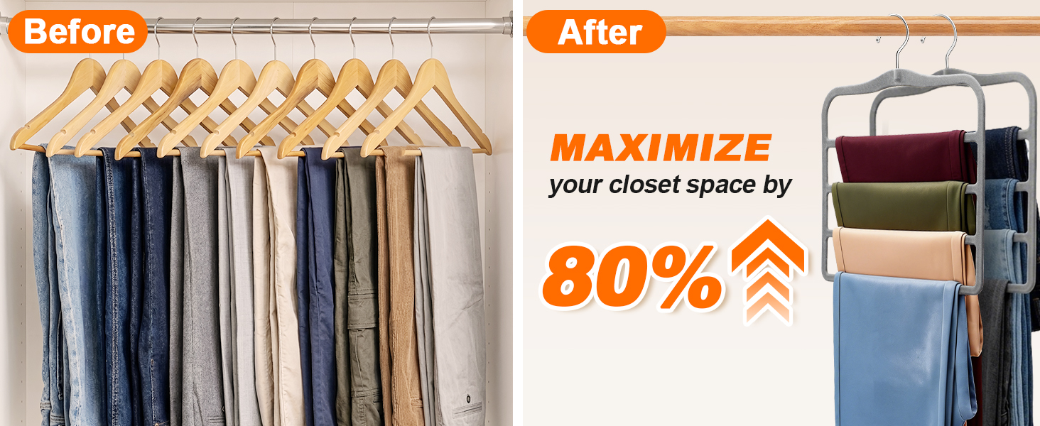 space saving pants hangers maximize closet space by 80 percent