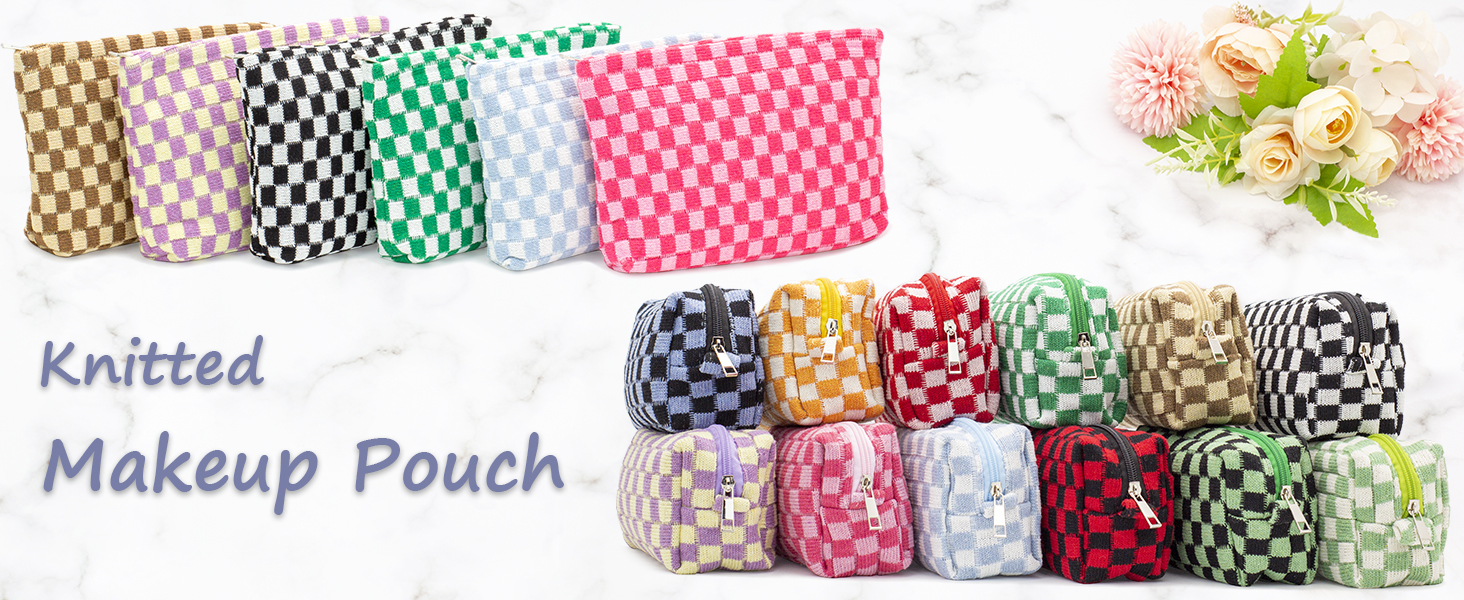 Knitted Checkered Makeup Bag