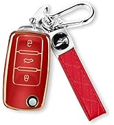 MILD EAST for VW Car Key Fob Cover with Keychain, Soft TPU Car Key Case Shell for Volkswagen Beet...