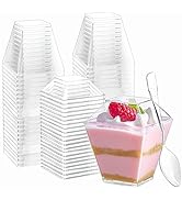 Zezzxu 100 Pack 2 oz Mini Square Dessert Cups with Lids and Spoons, Small Appetizer Cups Clear Pl...