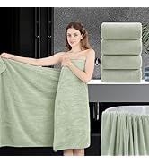 4 Piece Extra Large Bath Towel 35"x70" Oversized Bath Sheet Green Bath Towel Set for Bathroom Ult...