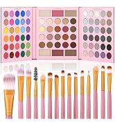 UCANBE Eyeshadow Palette with 15Pcs Brushes Makeup Set, Pigmented 86 Colots Make Up Pallet Gift S...