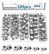 smseace 105Pcs 304 Stainless Steel SAE Acorn Nuts Assortment Kit 7-Sizes 6#32 8#32 10#24 10#32 1/...