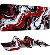 Red Marble Gaming Mouse Pad,31.5" x 11.8" Large Extended Mouse Mat for Desktop Decor,Non-Slip Rub...