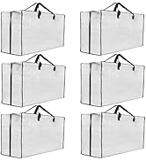 6 Pack Heavy Duty Moving Bags, Extra Large Clear Storage Bags with Zipper and Handles, Moving Box...