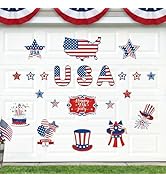Whaline 22Pcs Patriotic Garage Decoration Magnet Stickers Happy 4th July Magnet Decals American F...