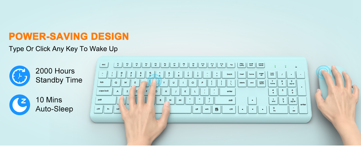 Wireless Keyboard and Mouse Combo Full Size Silent Ergonomic Keyboard Mouse Cordless Mouse Keyboard