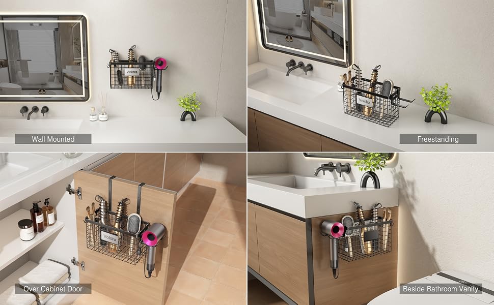 hair dryer holder wall mounted/countertop/cabinet door