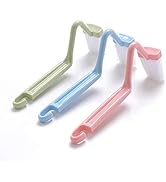 Mziart 8" V Type Plastic Curved Toilet Brush Cleaning Toilet Corner Rim (Blue, Green, Red, Pack o...